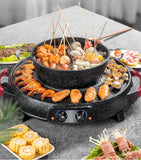 220V Electric Barbecue Grill Machine 2 In 1 Hotpot Non-stick Household Multi Cooker Pan Hot Pot Two Flaver Hot Pot
