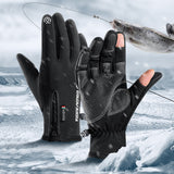Winter Fishing Gloves with Finger Holes Waterproof Windproof Winter Fleece Gloves for Fishing Hiking Camp Everything for Fishing