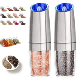 Electric Salt And Pepper Grinders Stainless Steel Automatic Gravity Spice Mill Adjustable Coarseness Kitchen Gadget