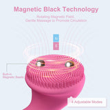 New Design Acoustic Wave Magnetic Massage Silicone Facial Cleanser Sonic Face Cleansing Brush With 4 Modes Facial Skin Scrubber