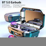 2021 TWS BT 5.0 Wireless Stereo Earphones Touch Control Deep Bass Sports Headset Noise Reduction with Mic Flashlight Function