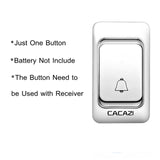 CACAZI Wireless Doorbell LED Light Home cordless call bell DC battery operated Control Button 200M Remote 4 volume 36 chime