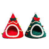 Pet Cat Bed House Christmas Tree Shape Cat Nest Puppy Cave Sleeping Bed Tent For New Year Small Dog Cushion Mat Accessories