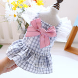 Fashion Pet Cat Clothes Spring and Summer New Pet Clothing Small Dog Dresses Girl Gray Bow Skirt Puppy Clothes