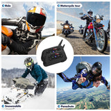 2Pcs V6 Bluetooth Walkie Talkie Helmet Headset Riders Communicator Interphone