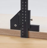 Gauging Tools Multifunctional Woodworking T Shape Ruler Carpenter Measuring Marking Tool 232x100mm Aluminum Alloy Black