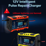 Digital Car Battery Charger Fully Automatic Repair Charge For Car Motorcycle SUV Stea Battery Charger 6A 12V Fully Automatic