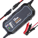 1500mA Motorcycle Battery Charger Automatic Smart Battery Charging Tool Maintainer for Car/RV/ATV/Boat Trickle Charger with LED