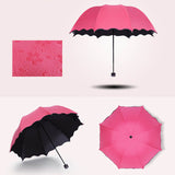 Folding Umbrella Bloom Flower in Rain Water Windproof Sunshade for Outdoor Sports Anti-UV Parasol NIN668