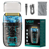 VGR wet dry electric shaver for men rotary beard electric razor shaving machine grooming kit rechargeable LED display