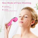 Wireless Charging Ultrasonic Face Pore Cleansing Brush Sonic Vibration Electric Silicone Facial Cleanser With 3D Magnetic Beads