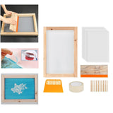 24 Pieces Screen Printing Starter kit Wood Silk Screen Printing Frame with Squeegees Tool for DIY T-shirts Clothes Bag Mesh Fram