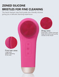 Cold &amp; Heat Red/Blue LED Light Electric Powered Facial Cleaning Brush for Face Exfoliating Deep Cleansing Sonic Facial Scrubber