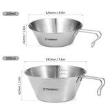 TOMSHOO Stainless Steel Sierra Cup 200ml/500ml Measuring Cup Bowl for Outdoor Camping Backpacking Picnic