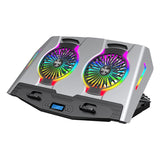 RGB Laptop Cooler 11-21 Inch Dual Fan with LCD Display Gaming Laptop Cooling Pad Laptop Stand with 2 USB Ports