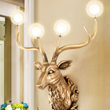 Modern Deer Head Glass Wall Lamps Sconce Resin Art Antlers Home Decor Wall Lights for Living Room Led Mirror Wall Light Fixtures
