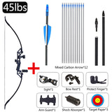 Archery 45/50lbs Recurve Traditional Hunting 12pcs Mixed Carbon Arrow Metal Handle Bow Practise Tool Jungle Fishing Shooting Bow