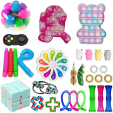 Popite Dimple Fidget Toys Set Box Pushs Bubble Fidget Toys Pack Children Adult Sensory Popete Game Kit Stress Reliever Toy