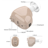 Hearing Aids Volume Adjustable Inner Ear Style Sound Amplifier Rechargeable Ear Hearing Enhancement Device With Recharging Base