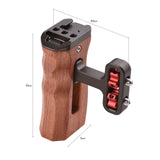 Universal Camera Cage Left/Right Side Handle Wooden Hand Grip with 1/4 Screw Hole Cold Shoe Mount for Camera Cage