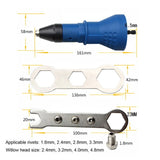 7Pcs/Set Electric Nut Riveting Cordless Riveting Drill Adaptor Insert Nut Tool with Wrench&Nuts 2.4- 4.8 Rivet Gun Tools Kit