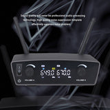 TW-300 UHF High-Fidelity Wireless One with Two Microphones One Key FM Dual Wireless Receiver LED Display-US PLUG