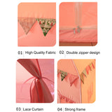 1.3M Portable Children's Tent Folding Kids Tents Tipi Baby Play House Large Girls Pink Princess Castle Child Room Decor