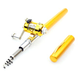 Portable Pocket Telescopic Mini Fishing Rod Pole Pen Shape Folded Fishing Rod With Reel Wheel For Outdoor River Lake Fishing