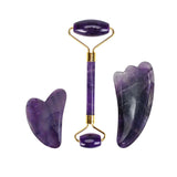 Amethyst Jade Facial Massage Roller Relax Weight Loss Natural Jade Quartz Scraper Massager Roller Jade Beauty Skin Tool XA67Z