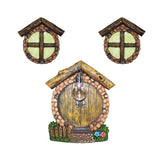 Ornament Outdoor Yard Art Resin Fairy Door Windows Garden Sculpture Gift Accessories Wall Miniature For Trees Glow In Dark