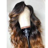 Wig Black Gradient Gold High Temperature Silk Medium Part Long Curly Hair