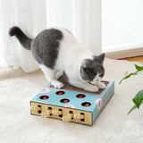 2022 New Cat Toy Chase Hunt Mouse Cat Game Box 3 in 1 with Scratcher Funny Cat Stick Cat Hit Gophers Interactive Maze Tease Toy