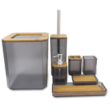 7 Pcs Bamboo Bathroom Accessories Set Toothbrush Holder Soap Dish Dispenser Toilet Brush Container Trash Can Bath Decoration
