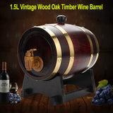 1.5L Vintage Wood Oak Timber Wine Barrel for Beer Whiskey Rum Port