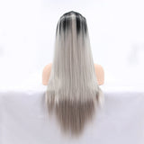 Wig Ladies Hair Cover Gradient Color Air Bangs Black on the Top of the Head