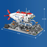 1288 City Technical Jiaolong Deep Sea Submarine Building Blocks Submersible Manned Missile Detector Bricks Toys For Children