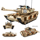 Military series World War II American camouflage M1A2 Main Battle Tank DIY model Building Blocks Toys Gifts