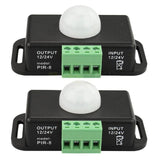2 X DC 12V/24V 8A Body Infrared PIR Motion Sensor Switch LED Light Strip Automatic, black