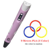 3D Printing Pen DIY Drawing Pen With LCD Display 3D Pen With 12 Colors 100 Meter PLA Filament Christmas Birthday Gift for Child