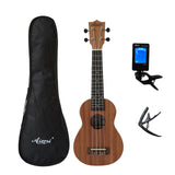 Full Pack Aiersi 21 Inch Soprano Spruce Mahogany ukulele With Dolphin Pineapple Design Ukelele Guitar With Bag Tuner Capo