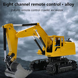 1:24 8 Channel RC Truck Excavator Alloy Backhoes Bulldozer Remote Control Digger Engineering Vehicle Model Electronic Kids Toy