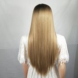 Wig Ladies Hair Cover Gradient Color Air Bangs Black on the Top of the Head