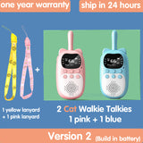 Wireless 2Pcs Kids Walkie Talkie with Lanyards Outdoor 3KM Interactive Toy Transceiver Flashlight Interphone Gifs for Boys Girls