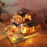 DIY Wooden Dollhouse Chinese Town Architecture Doll Houses Miniatures with Furniture Toys for Children Friend Birthday Gift