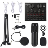BM800 Microphone Kit with V8 Sound Card Professional Microphone Studio Condenser Microphone for Computer