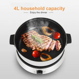 Split Electric Hot Pot, Non-Stick Electric Skillet,4L Large Capacity Cooking Pot,with Stepless Knob for Temperature Control