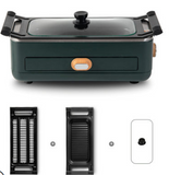 220V Electric Barbecue Grill Household Non-stick Smokeless BBQ Meat Toaster Oven Grill Multi Cooker With 2 Plates