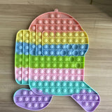 Big Size Among in Us Rainbow Pop Bubbles Fidget Toy Antistress Push Bubble Sensory Silicone Toy Simple Dimple Poppit Fidget Toys