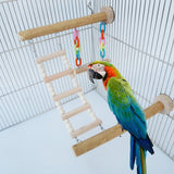 Wood Bird Perch Stand Toy Parrot Swing Climbing Ladder Birdcage Play Gyms Playground for Parakeet Cockatiel Lovebirds