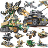 1078 pcs world war 2 Army figures Set troops Building Blocks Bricks Militaryed Tanks Robot Helicoptered Armored car Model Toys
